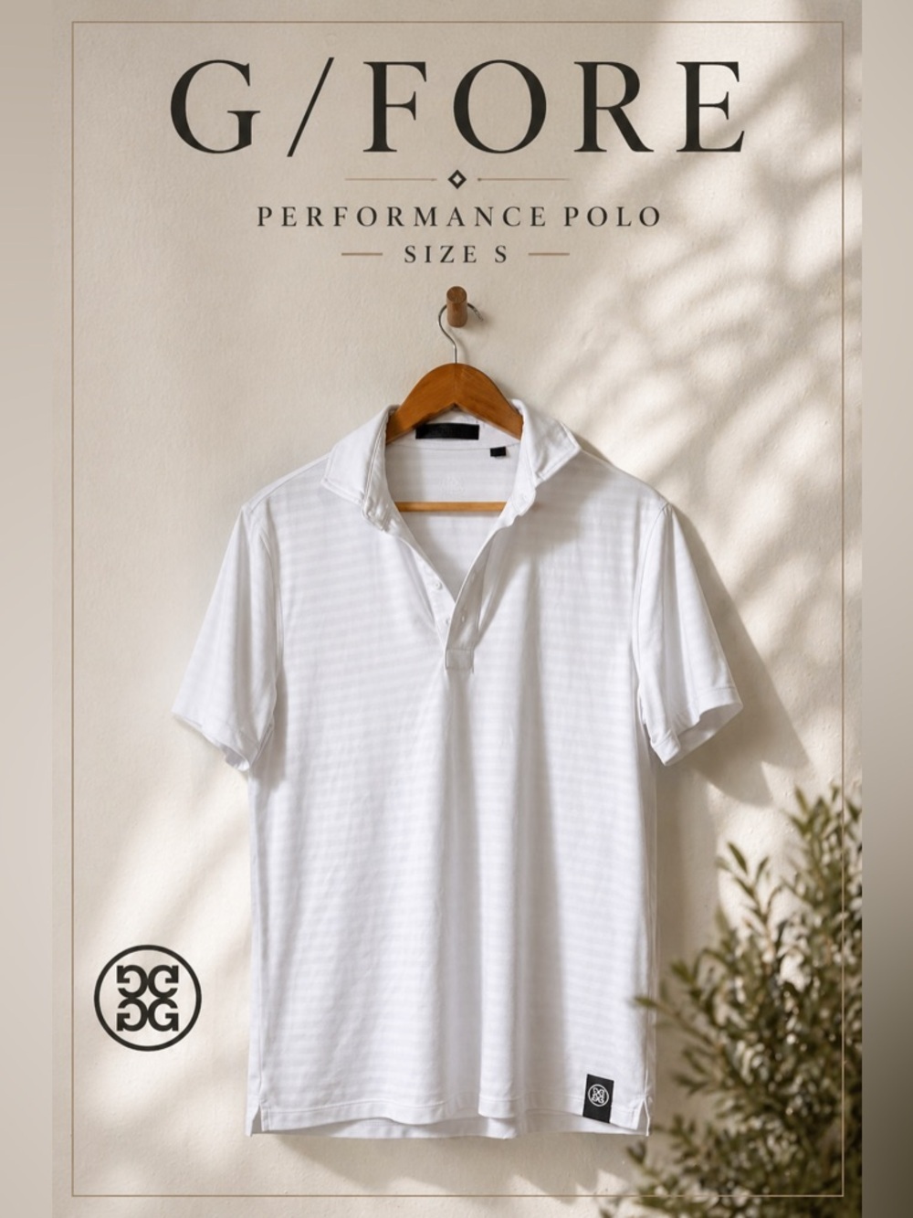 G/FORE White Performance Golf Polo Short Sleeve Size Small
